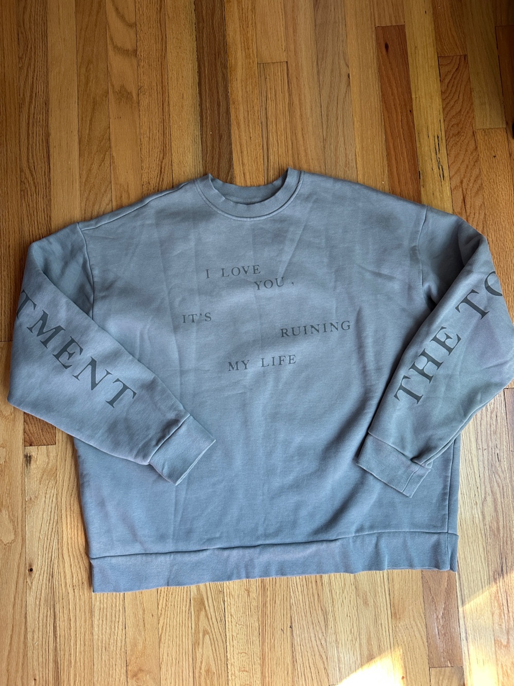 Taylor Swift The Tortured Poets Department Gray Crewneck Sweatshirt 2XL Official